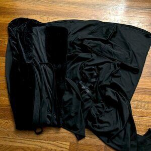 Girls Halloween black hooded dress and black velvety cloak size 10-12